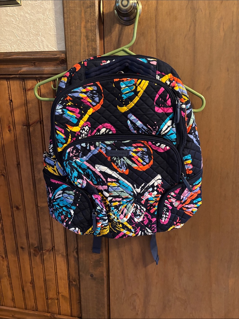 Vera Bradley Black Quilted Backpack with Multicolor Abstract Print